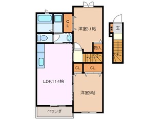 近鉄四日市駅 徒歩99分 2階の物件間取画像